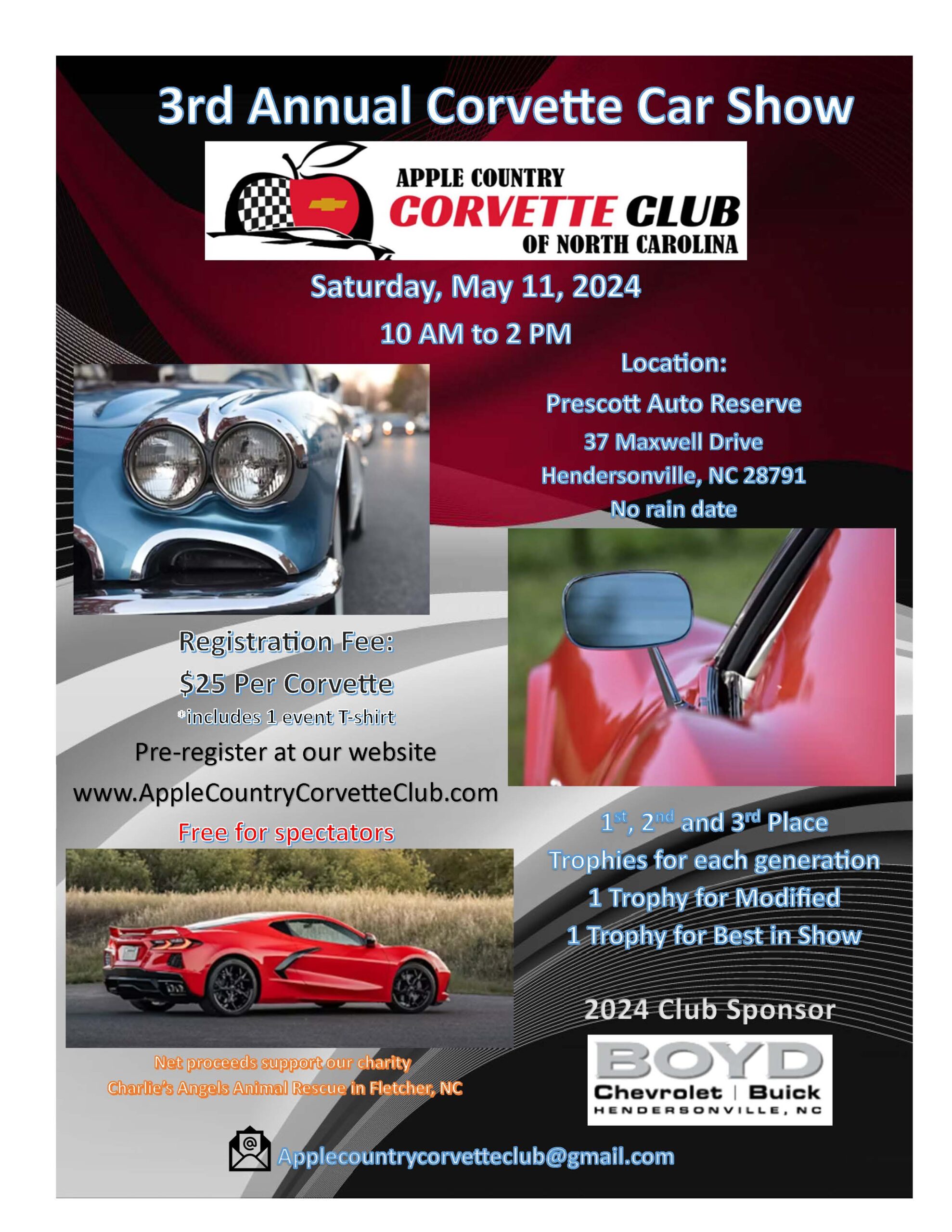 3rd Annual ALL Corvette Car Show To Hendersonville, NC