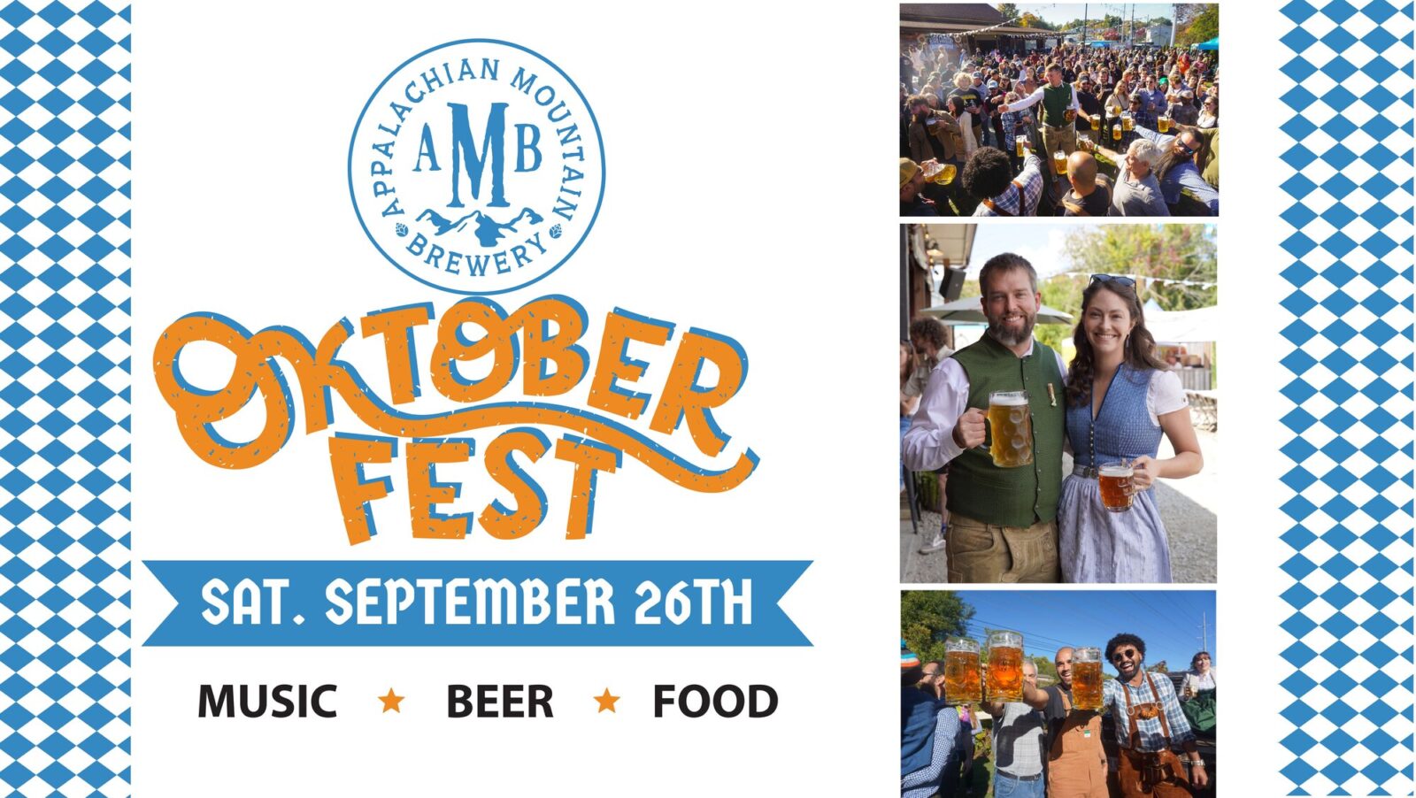 Promotion flyer for Oktoberfest celebration at Appalachian Mountain Brewery in Mills River, NC