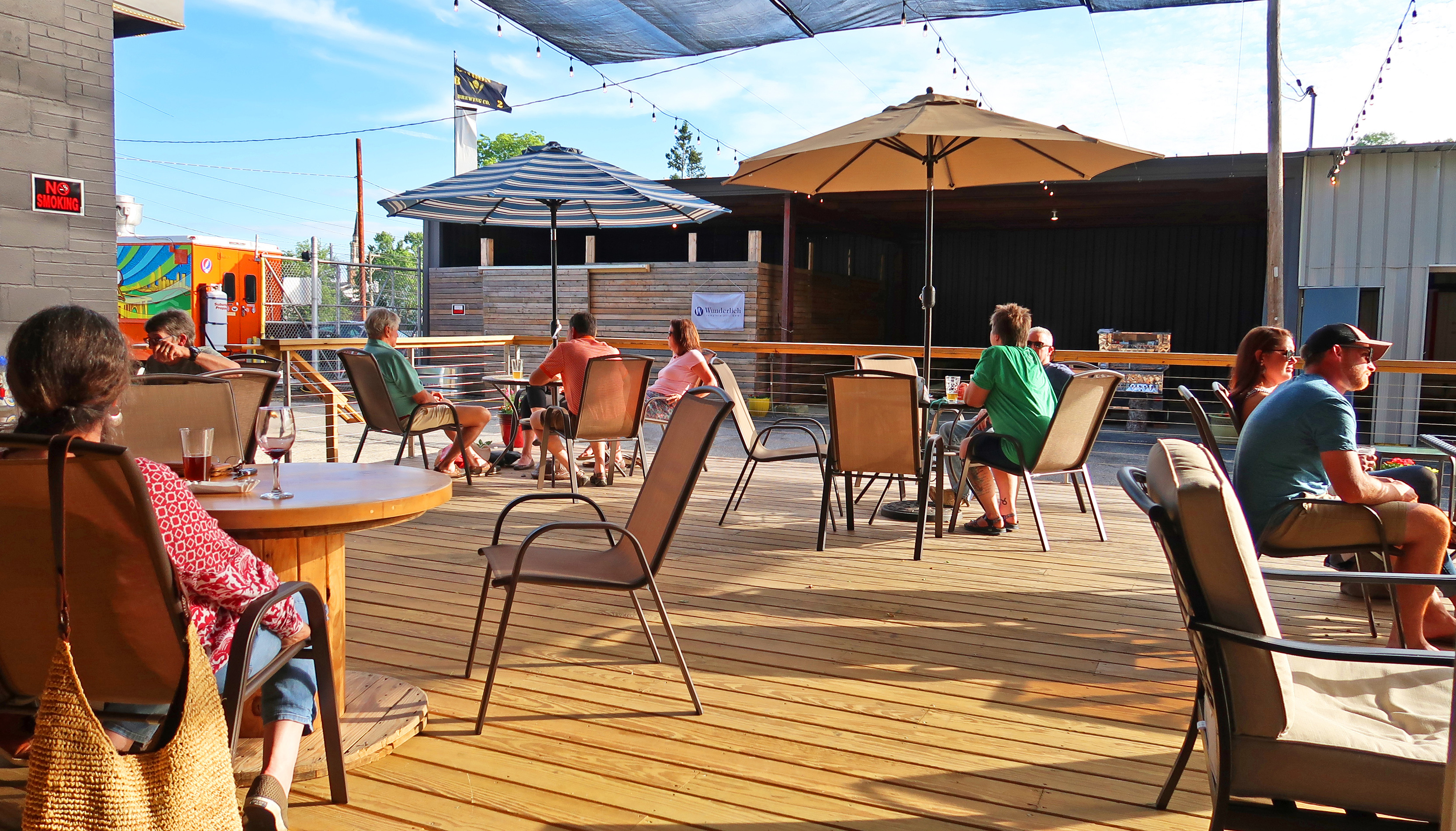 outdoor deck at brewery