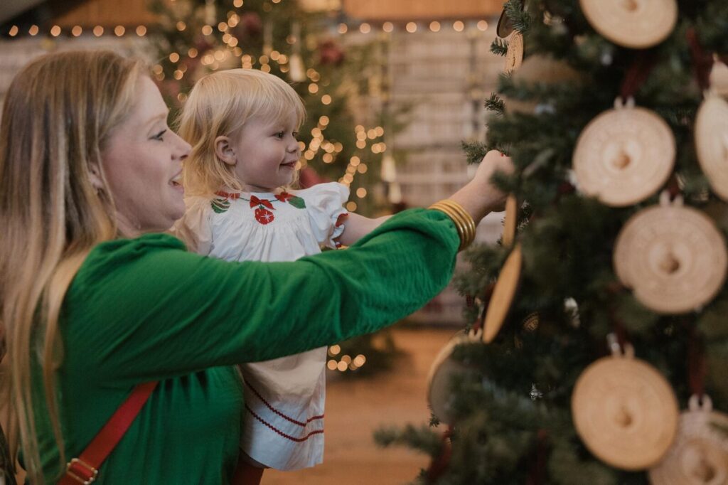 mother and daughter Christmas shopping