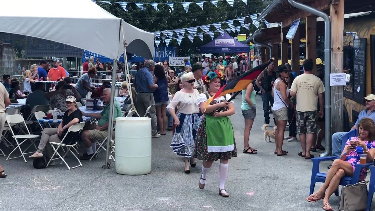 people at oktoberfest event at a brewery
