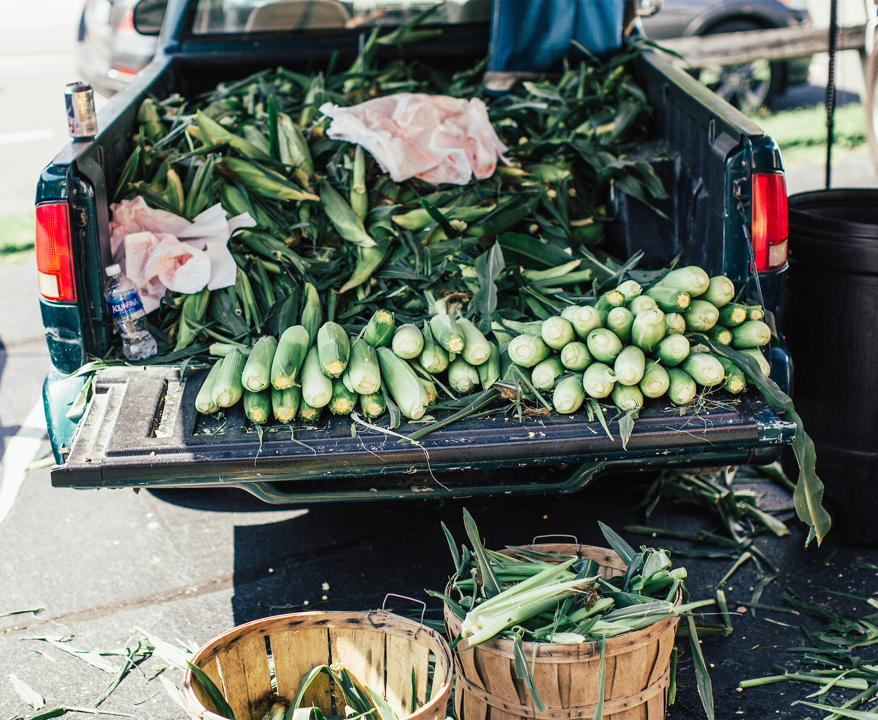 corn on the back of a truck